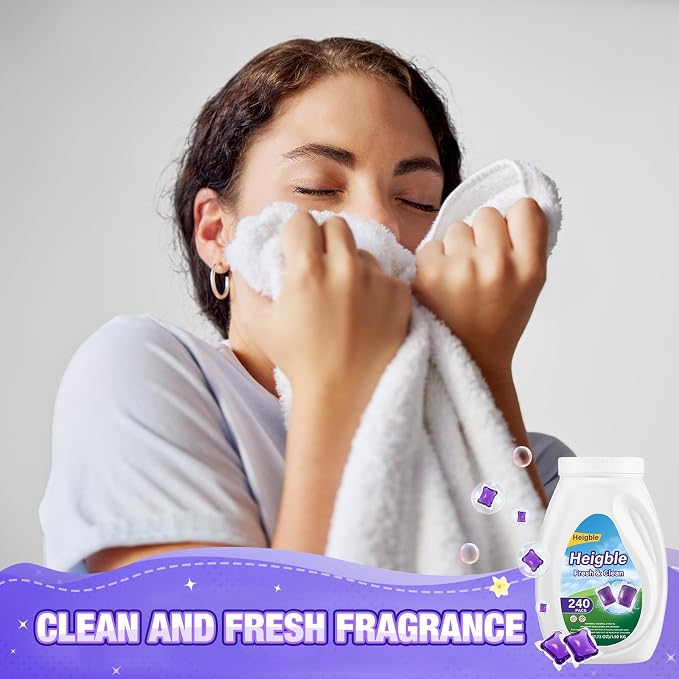 240 Count Laundry Detergent Pods Bulk Laundry Detergent Soap Pacs Ultra Concentrated for Clean Clothes Stain Fighting Fresh Scent(Lavender Scent)