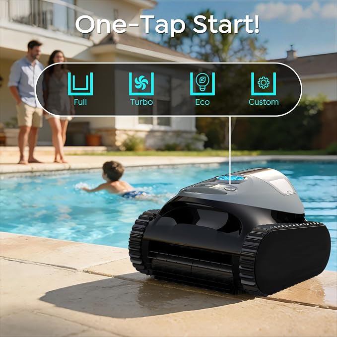(2026 NEW) Brinbo Pool Cleaner Robot with Multi Cleaning Modes, Wall Climbing, Waterline Scrubbing, 2.5H Fast Charging, Tripe-Motor Strong Suction, C1 Pool Vacuum for Inground Pools, Frosted Gray Blue