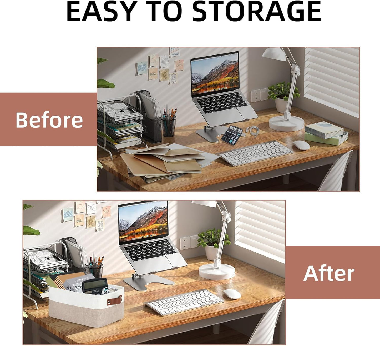 DULLEMELO Collapsible Fabric Storage Bins - Set of 2, 11.8x7.9x5.1 Inch, White & Khaki