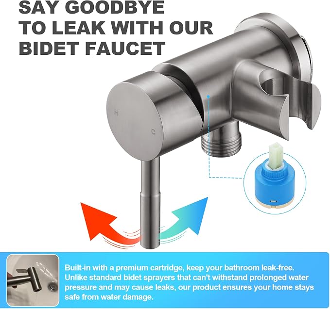 Chomely Warm Water Handheld Bidet Sprayer for Toilet, Mounted on Bathroom Vanity, Cloth Diaper Jet Sprayer Attachment for Feminine Wash, Muslim, Ducha Para Toilet, Pet Shower, Brushed Nickel