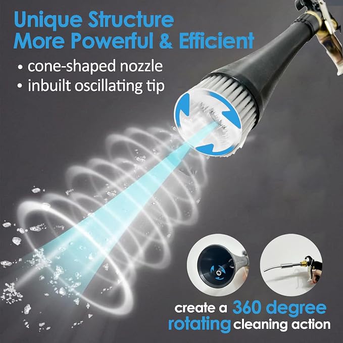 High Pressure Car Interior Spraying Washing Gun Automobile Detailing Cleaning Car Detailing Dry Washing Gun with Brush (New ugrade Aluminum Tube Rotate)