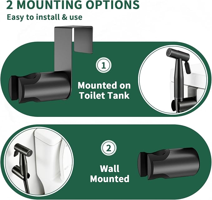 Matte Black Handheld Bidet Sprayer for Toilet, Solid Brass T-Valve & Stainless Steel Hose, Adjustable Pressure Cloth Diaper Sprayer Kit for Modern Bathroom (Easy Install)