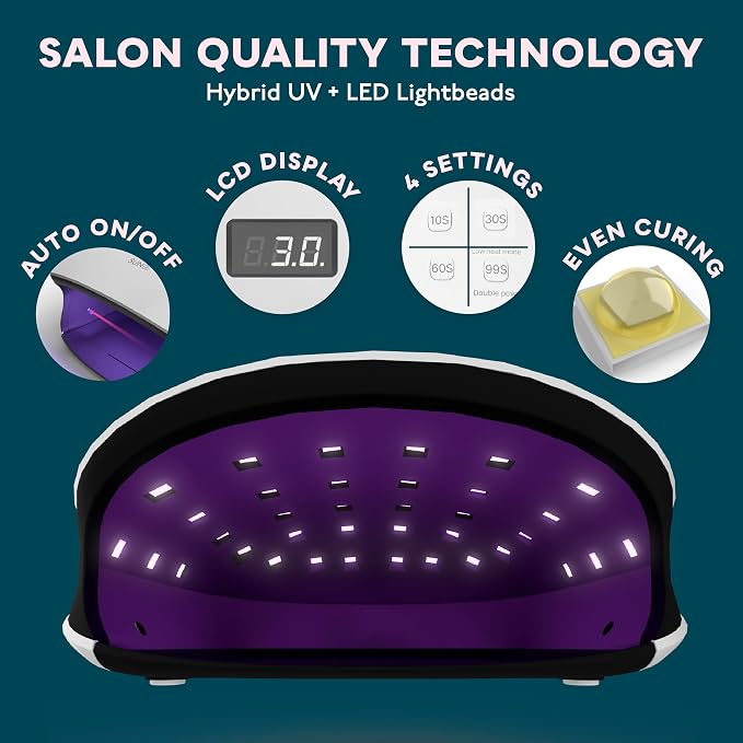 SUNUV UV LED Nail Lamp, UV Light for Nails Compatible with All Gel Polish, 36 LEDs with 4 Timer Settings, LCD Display for Home Salon (Black)