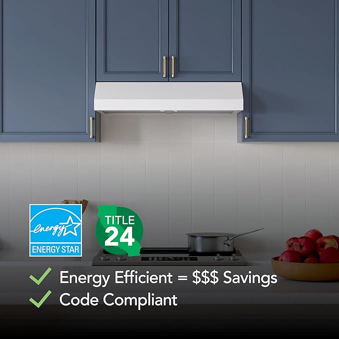 Broan-NuTone 30-Inch White Under Cabinet Range Hood- Trusted Quiet Power with 350 CFM, 1.5 Sones for Effective Everyday Kitchen Ventilation