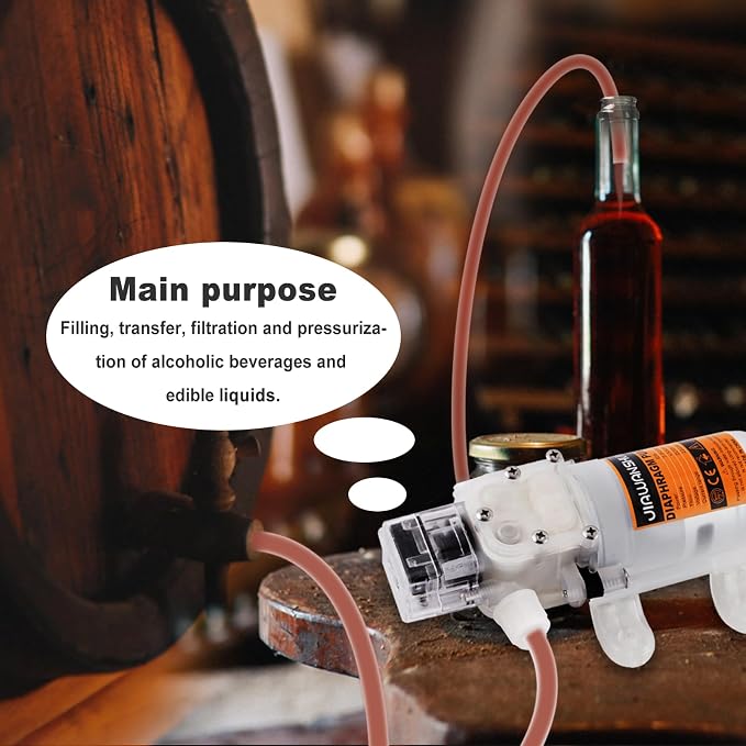JIAWANSHUN 110V Electric Wine Transfer Pump, 5L/Min Food Grade Self-Priming Pump w/Stepless Speed Control, Stainless Steel Filters & 13.12ft Hose - for Home Brewing, Beverages, Low Noise