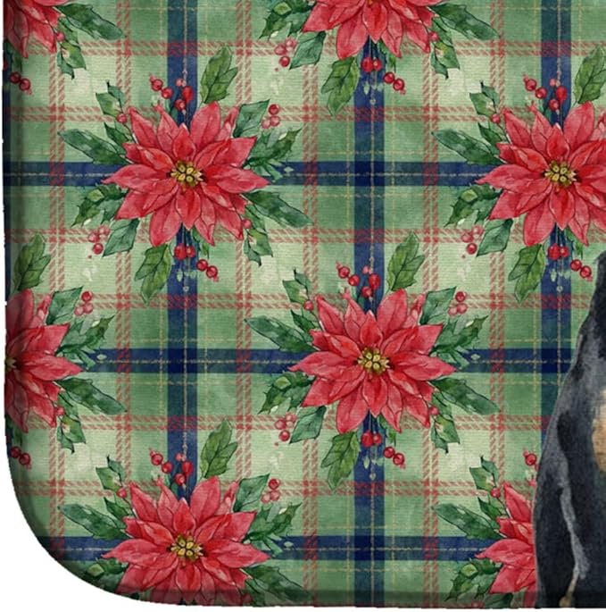 Caroline's Treasures Airedale Terrier Christmas PoinsettIas Dish Drying Mat Absorbent Dish Drying Mat Pad for Kitchen Counter Dish Drainer Mat for Countertop, 14 x 21", Multicolor