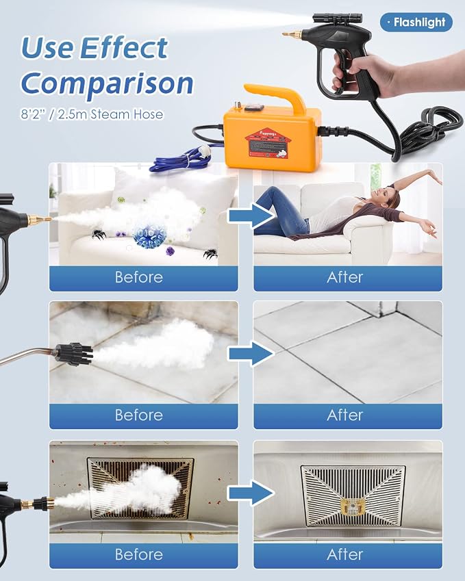 High Pressure Steam Cleaner, 1700W Handheld Steamer for Cleaning Grout Tile, Hand Held Portable Steam Pressure Washer for Car Cleaning Steamer High Heat for Home 110V