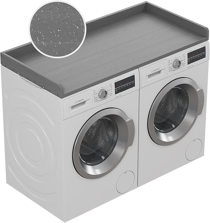 No-Installation HDPE Washer Dryer Countertop, Washer and Dryer Topper Covers for The Top, Laundry Countertop Laundry Room Organization No Water Leakage Grey