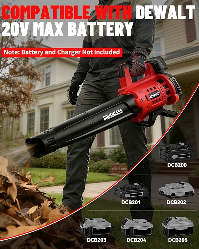 Cordless Leaf Blower for Milwaukee 18V Battery, 480 CFM / 130 MPH Brushless Dust Blower, 6-Speed Control with Digital Display, Handheld Electric Blower for Rain Snow Removal, Lawn, Yard (No Battery)