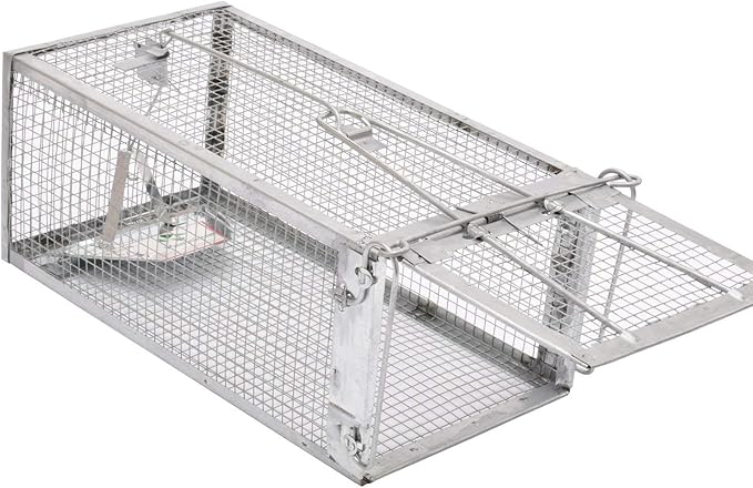 Kensizer Humane Rat Trap, Chipmunk Rodent Trap that Work for Indoor and Outdoor Small Animal - Mouse Voles Hamsters Live Cage Catch and Release 1-Pack Small 10.5" L x 5.5" W x 4.5" H