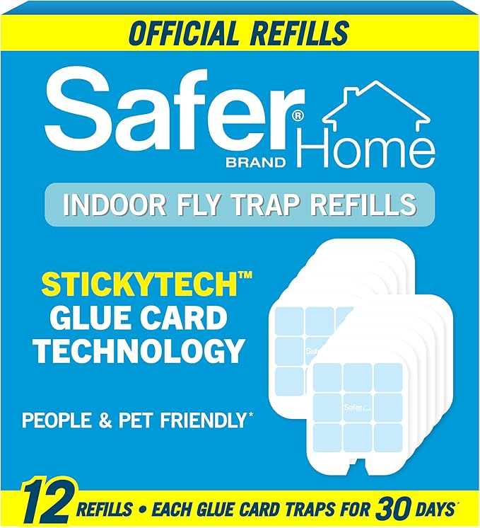 Safer Home SH512 Trap Refill Pack of Glue Cards for SH502 Indoor Fly Trap, Official Safer Home Refills with StickyTech Glue Card Technology, 12 Count (Pack of 1)