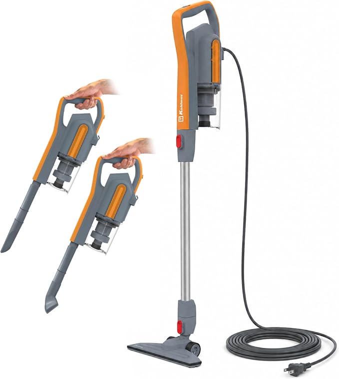 Koblenz Atlas Stick Vacuum Cleaner, 3-in-1 Cyclonic, Bagless HEPA Filtration, 600W Motor, 34 oz Dust Cup, Corded Vacuum, Lightweight 4.6 lbs, Pet Hair, Wall Mount, All Surfaces, SVK-160