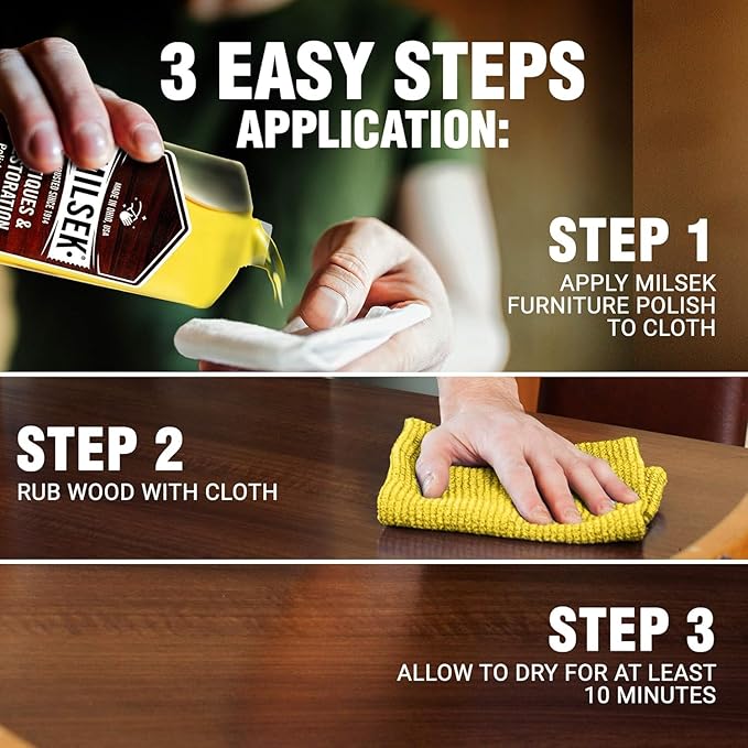 Milsek Antiques & Restoration Polish & Cleaner - Home Essential Cleaning Supplies for Home Improvement of any Wood Antiques or Heirlooms - 12 Fl Oz (Pack of 2) with Microfiber Towel