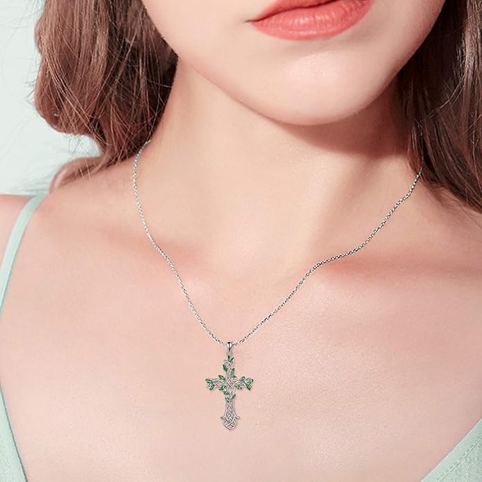 ONEFINITY Religious Cross Pendant Necklace Sterling Silver Origami Cross Pendant Gifts for Women Men Jewelry