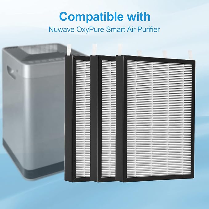 3 Packs HEPA Carbon Combo Replacement Filters for NuWave Large Area OxyPure Air Purifier 47001, 47002, 47003, and 47004