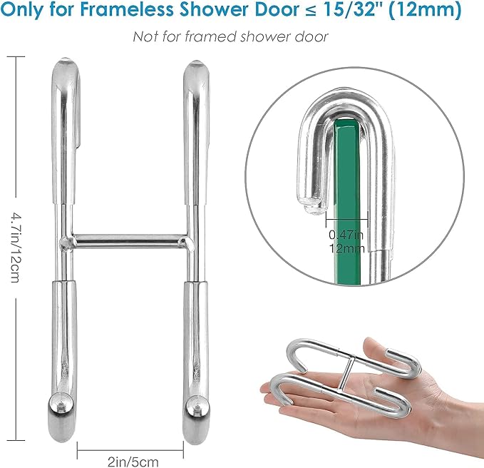 Simtive 12-Inch Shower Squeegee (Includes 1 Shower Door Hook and 1 Adhesive Hook), Shower Door Hooks (2-Pack), Both Silver, 2 Item Bundle