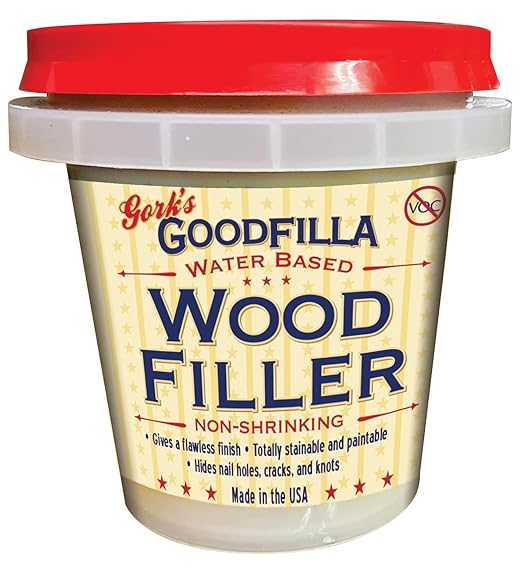 Goodfilla White, 8 oz, Wood and Grain Filler, Stainable, Tintable, Sandable, Zero Waste, Non-Toxic, USA Made