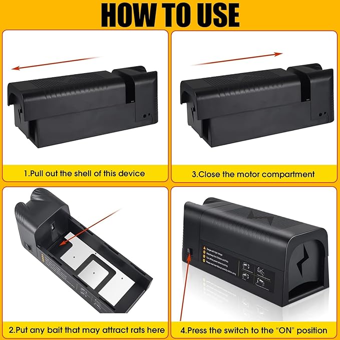 Electric Mouse Trap Zapper - High Voltage Rodent Trap for Indoor Use, Powerful Rat Zapper with Rechargeable Battery & Adapter, Electronic Mouse Killer for Mice & Small Rats, Enhanced Safety Design