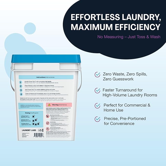 PowerPax Power Pellets Laundry Detergent Capsules, Linen Fresh, 425 Count – Stain Remover, Odor Eliminator, Color Protection and Fabric Softener for Everyday Laundry Cleaning