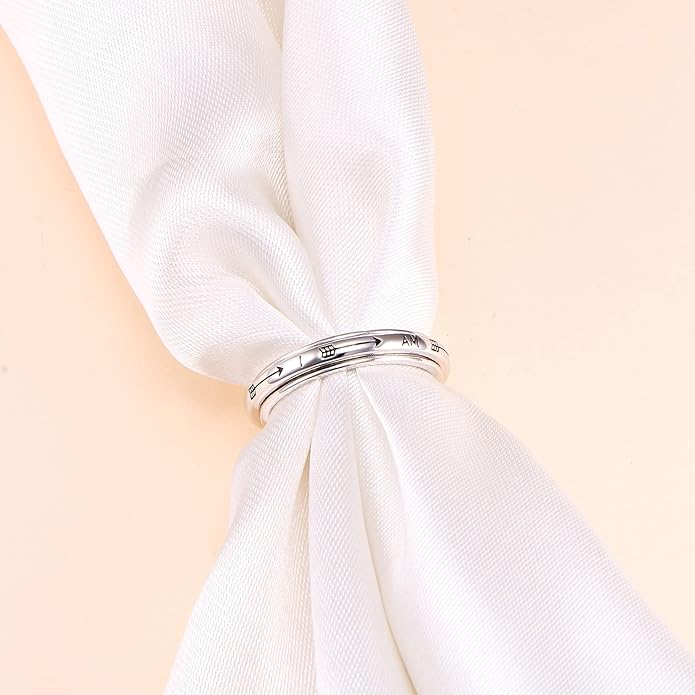 S925 Sterling Silver Spinner Fidget Anxiety Worry Relieving Boredom ADHD Autism Band Rings