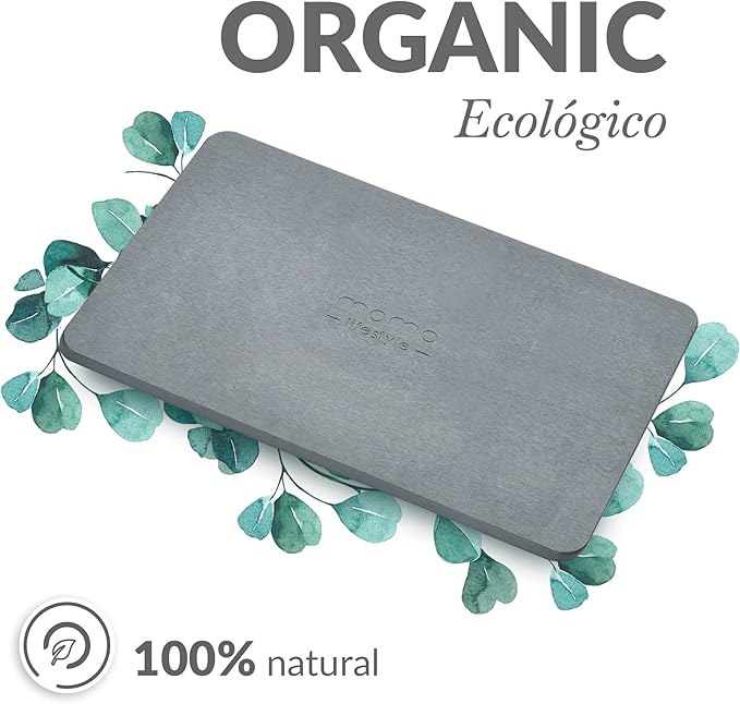Momo Lifestyle Stone Bath Mat Drytomita – Quick Drying Diatomaceous Earth, Ultra Absorbent 23.6" X 15.4" Graphite Gray