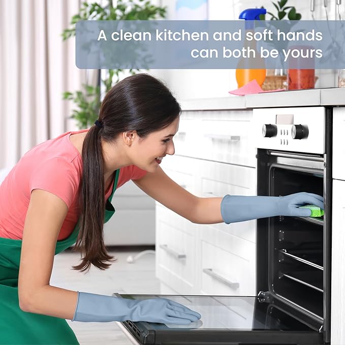 Rubber Cleaning Gloves for Dishwashing, 12 Pairs Reusable Kitchen Gloves for Washing Dishes and Household Cleaning, Colorful Gloves with Flocked Lining and Non-Slip Grip, Perfect for Women Men - S