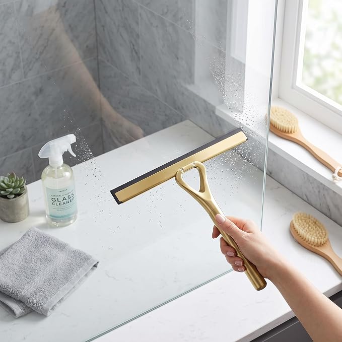Stainless Steel Squeegee Tools, Window Glassware Household Bathroom Squeegees Mirror Artifact Glass Brush for Scratch Glass Cleaner Gold Tile Ceramic Shower Squeegees