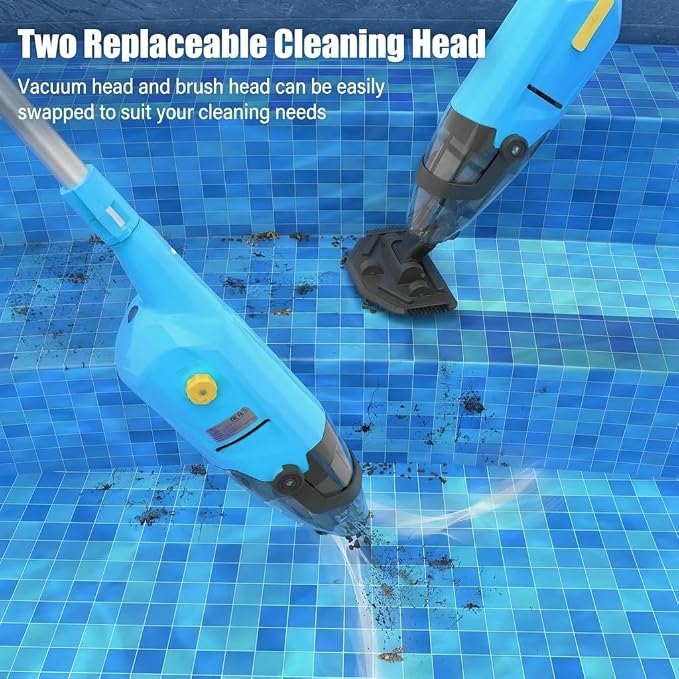 Pool Vacuum for Above Ground Pool, Cordless Handheld Rechargeable Pool Cleaner, 18 GPM Powerful Suction, 90 mins Runtime, 120μm Fine Filter, Leaf Vacuum Ideal for Inground Pool, Spa & Hot Tubs