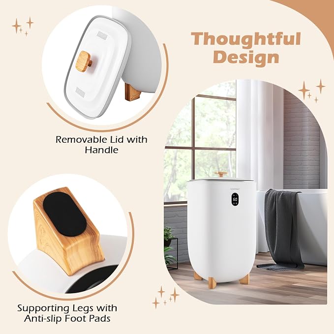 COSTWAY Large Towel Warmer for Bathroom, 35L Towel Heater & Dryer Combo with Fragrant Disc Holder, Blanket Warmer with Timer, Auto Shut Off, Fits 4 Oversized 45" x 70" Towels, Bathrobes & PJ's
