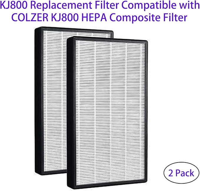 2 Pack Replacement Filters Fit for COLZER KJ800, 3-In-1 Composite Filters (Pre-filter, Activated Carbon, True HEPA)