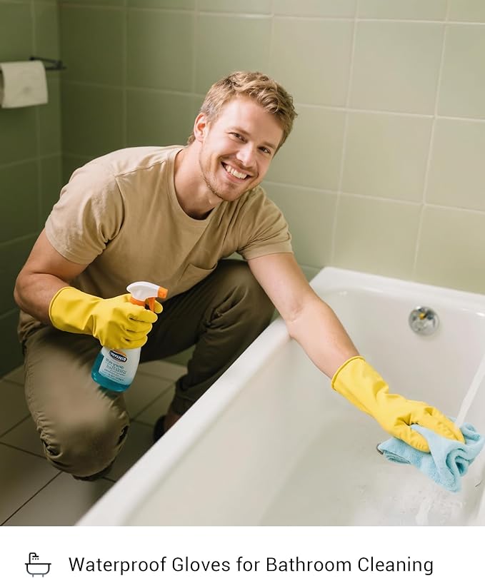 ThxToms Heavy Duty Rubber Cleaning Gloves, Reusable Dishwashing Gloves for Kitchen, Gardening, Pet Care - 20 Mil Extra Thick