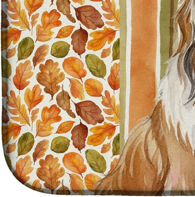 Caroline's Treasures Fawn Bearded Collie Heirloom Fall Dish Drying Mat Absorbent Dish Drying Mat Pad for Kitchen Counter Dish Drainer Mat for Countertop, 14 x 21", Multicolor