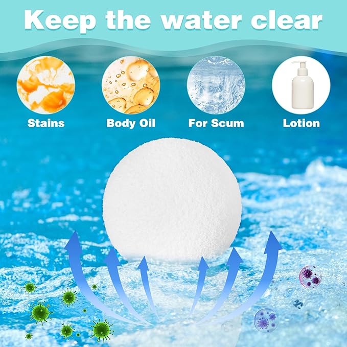 12 Pcs 3 Inch Hot Tub Scum Absorber Ball Reusable Pool Sponge Oil Scum Absorber for Pool Spas Keep Water Clean Floating Removal Filter