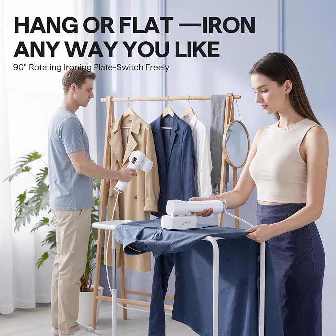 Steamer for Clothes, Handheld and Portable with 15-Second Heat-Up, 2-in-1 Steamer & Iron with Smart Touch Operation and 4 Modes, Suitable for All Fabrics, Ideal for Home & Travel