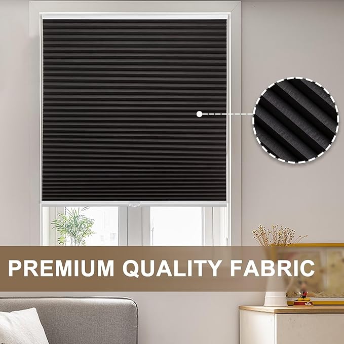 MYshade Cordless Blackout Cellular Shades, 1.5" Honeycomb Window Blinds for Bedroom & Nursery, Thermal Insulated, Noise Reducing, Privacy Shades, Inside or Outside Mount (28" W x 50" H, Black)