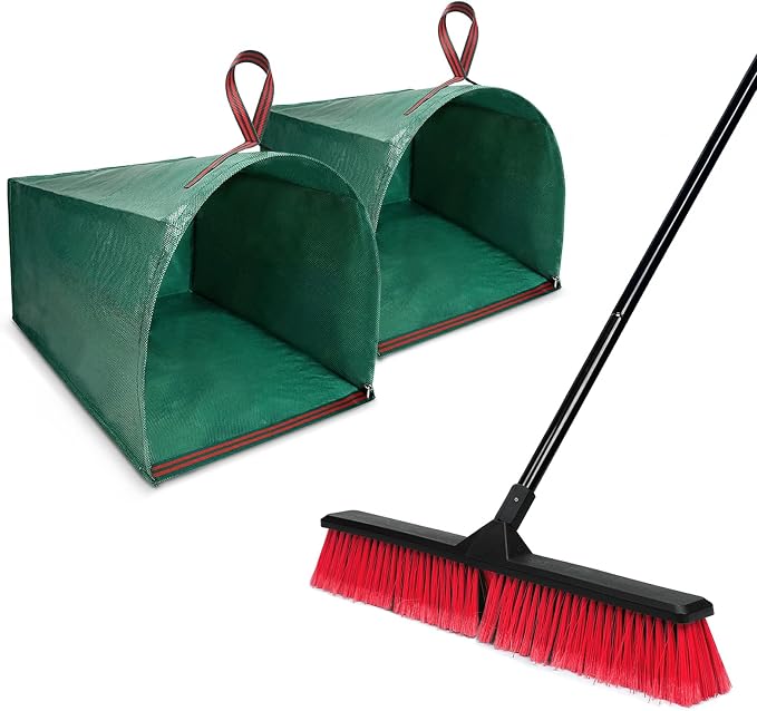 24" Push Broom Brush with 2 Pack 53 Gallon Yard Bags