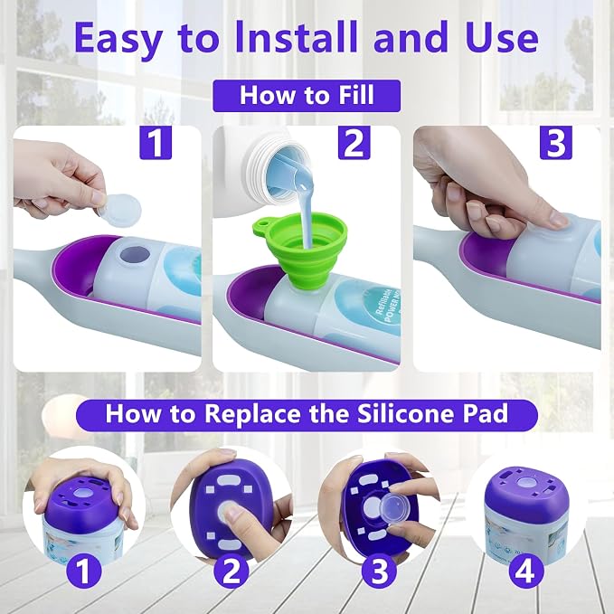 2 Pack Power Mop Refillable Bottle for Swiffer PowerMop, Empty Reusable Bottle for Power Mop, 26 FL OZ Leak-Proof HDPE Solution Container with 5 Silicone Gaskets & Folding Funnel