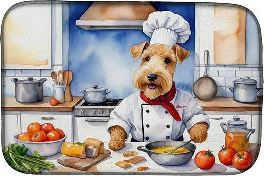 Caroline's Treasures DAC6281DDM Lakeland Terrier The Chef Dish Drying Mat Absorbent Dish Drying Mat Pad for Kitchen Counter Dish Drainer Mat for Countertop, 14 x 21", Multicolor