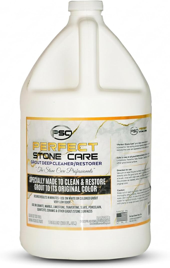PSC Grout Cleaner and Restorer for Tile Refill, Granite, Marble, and Porcelain, Deep Tile Cleaner, Safe Ingredients, Effective Formula - 128 oz
