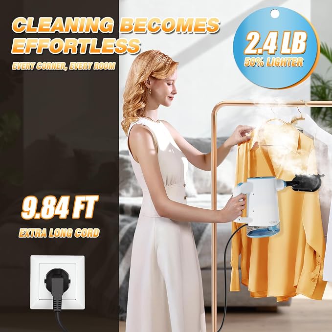 Steam Cleaner, 15s Fast Heat-Up & 500ml Removable Large Water Tank, Pressurized Handheld Steam Cleaner for Home, Multi-Surface Steamer for Cleaning Kitchen, Bathroom, Car, Floor, Furniture