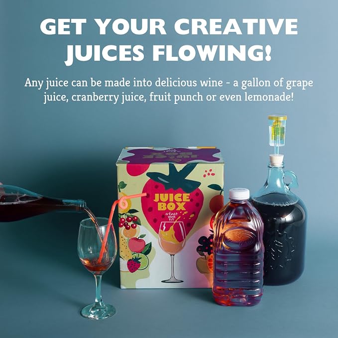 Craft A Brew - Juice Box - A Fruit Wine Making Kit - Easy for Beginners - At Home Wine Making Kit - Includes Ingredients & Reusable Equipment - Use Any Fruit Juice or Lemonade - Makes 1-Gal Batch