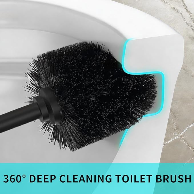 Gold Toilet Brush and Holder Set,304 Stainless Steel Toilet Brush for Bathroom with Long Handle, Heavy Duty Brass Toilet Bowl Brush,Removable Inner Bowl and Splash Protection,Deep Cleaning