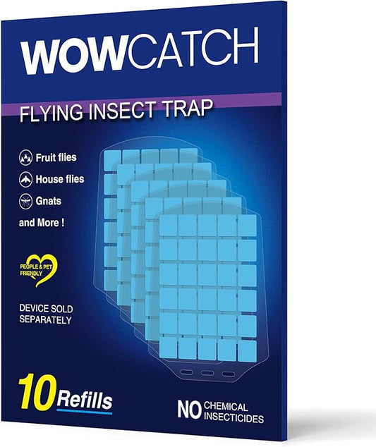 10 PCS Sticky Refills for Indoor Fly Trap, Original Replacement Glue Cards for Flying Insect Trap, Compatible with N386E & N386E-Pro (Refills Only)