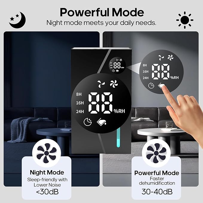 Dehumidifier, Dehumidifiers for Home(1000sq.ft), 98 OZ Water Tank, Dehumidifier Washable Air Filter, Dehumidifiers for Basement Bedroom Bathroom, Auto Shut Off, Timer Setting (black)