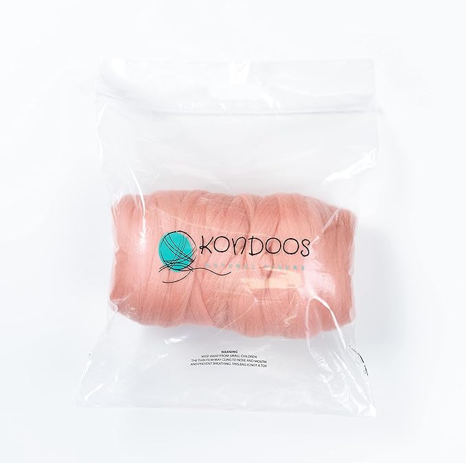 Colored Natural Wool roving, 1 lb. Best Wool for Needle Felting, Wet Felting, handcrafts and Spinning. (Salmon Pink, 1 lb)