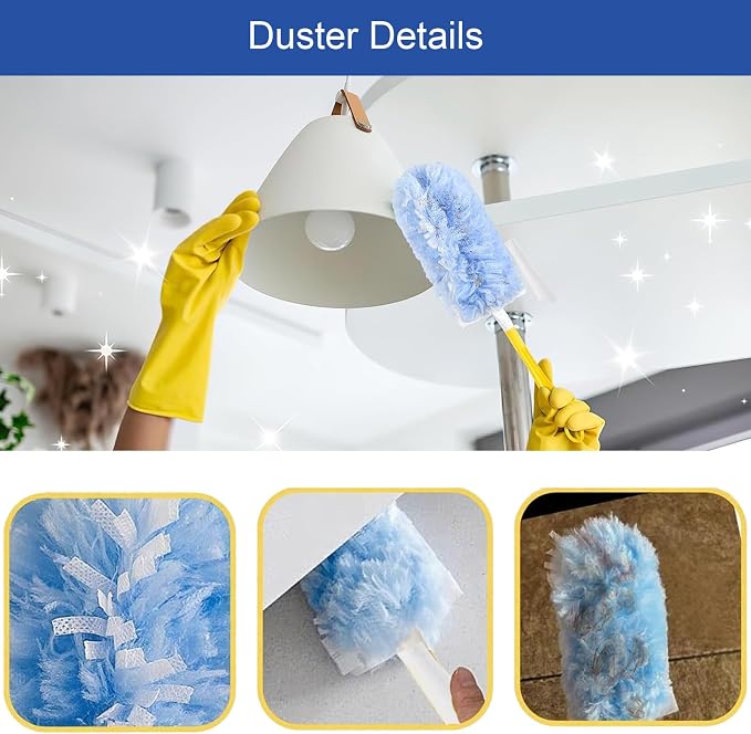 30P Duster Refills Compatible with S wiffer Dusters, Multi Surface 360° Heavy Duty Duster Refills with 4X Fluffy Fiber, Dust Removal Tools Refill Replacenments Cleaning Dusters with Handle - Blue