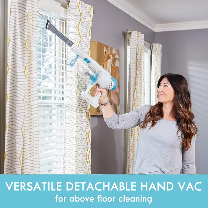 Kenmore DS4065 Cordless Stick Vacuum 1L Capacity Lightweight Cleaner 2-Speed Power Suction LED Headlight 2-in-1 Handheld for Hardwood Floor, Carpet & Dog Hair, Blue, DS4065 | 2-Speed Power Suction, LED Headlight, 2-in-1 Handheld, Hardwood Floor, Carpet...