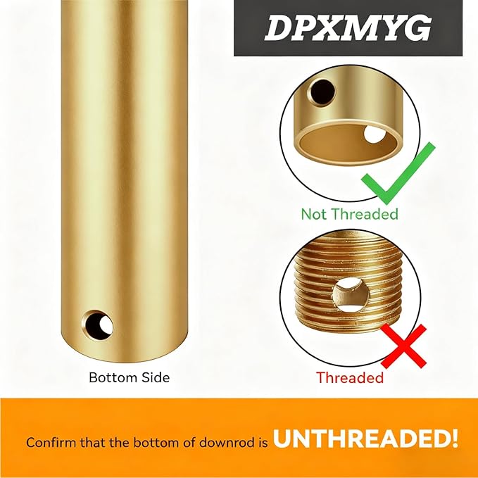 36 inch Ceiling Fan Downrod, 3 FT Gold Downrod for Ceiling Fan, 1 inch Outside Diameter, Boom Suitable for a Wide Range of Fans (Gold, Not Threaded)