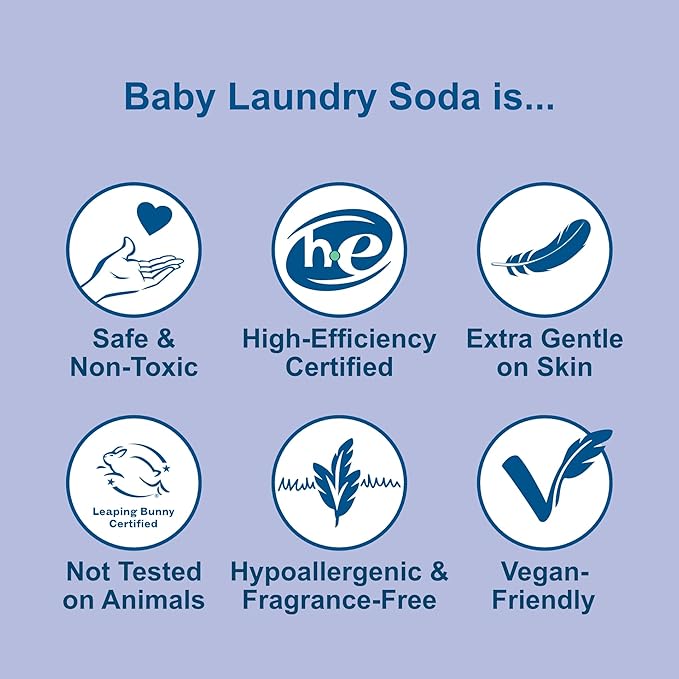 Nellie’s Baby Laundry Soda – Bulk Powdered Laundry Detergent for Infants’ Sensitive Skin – Fragrance-Free, Gentle, and Effective – 500 Loads - Made in Canada