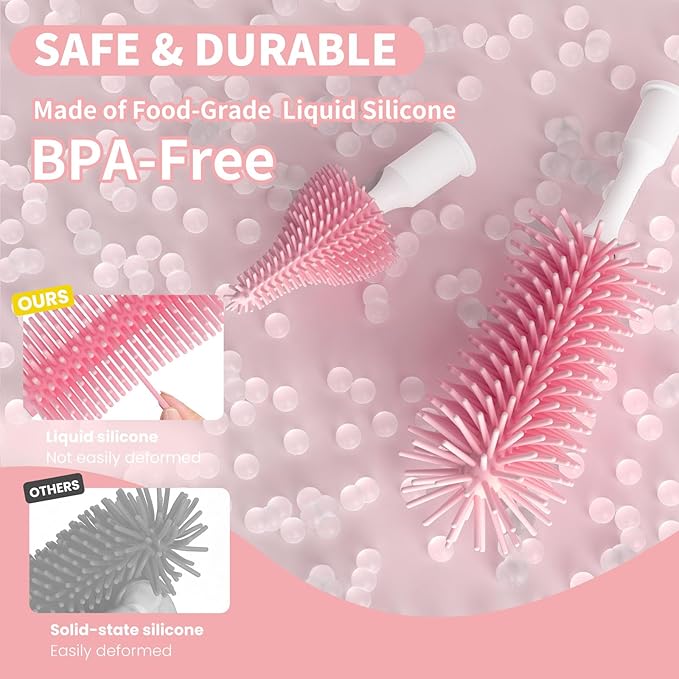 Electric Bottle Brush Cleaner,Rechargeable Baby Bottle Cleaning kit with Formula Mixer, Silicone Nipple&Straw Brush, Soap Dispenser, Drying Rack-IPX7 Waterproof,Long Battery Life for Home & Travel